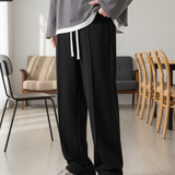 Black Straight fit Pleated Pant with Drawstring