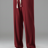 Mehroon Straight fit Pleated Pant with Drawstring