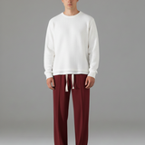 Mehroon Straight fit Pleated Pant with Drawstring