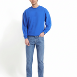 Oversized Crew Neck Sweatshirt: Blue