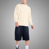 Beige Oversized Crew Neck Sweatshirt