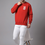 Oversized Crew Neck Sweatshirt: Red Humanity