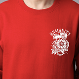 Oversized Crew Neck Sweatshirt: Red Humanity