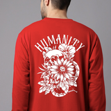Oversized Crew Neck Sweatshirt: Red Humanity