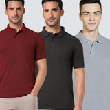 Heganwalk Menโs Polo T-Shirt โ Pack of 3 (Maroon, Black, Grey)