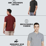 Heganwalk Menโs Polo T-Shirt โ Pack of 3 (Maroon, Black, Grey)