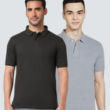 Heganwalk Men’s Polo T-Shirt – Pack of 2 ( Black, Grey )