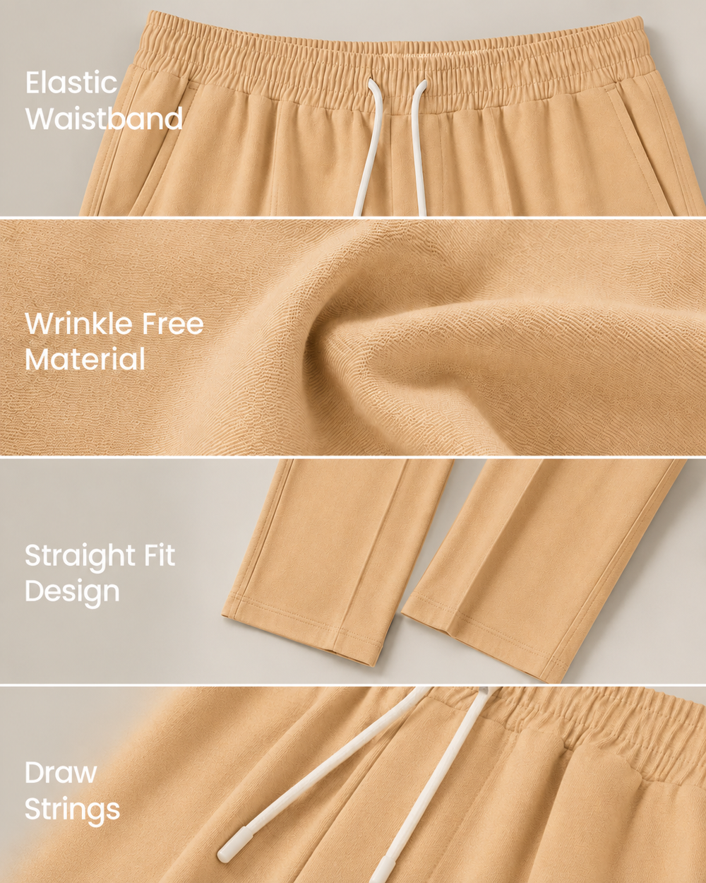 Relaxed Fit pant- With Drawstring Beige