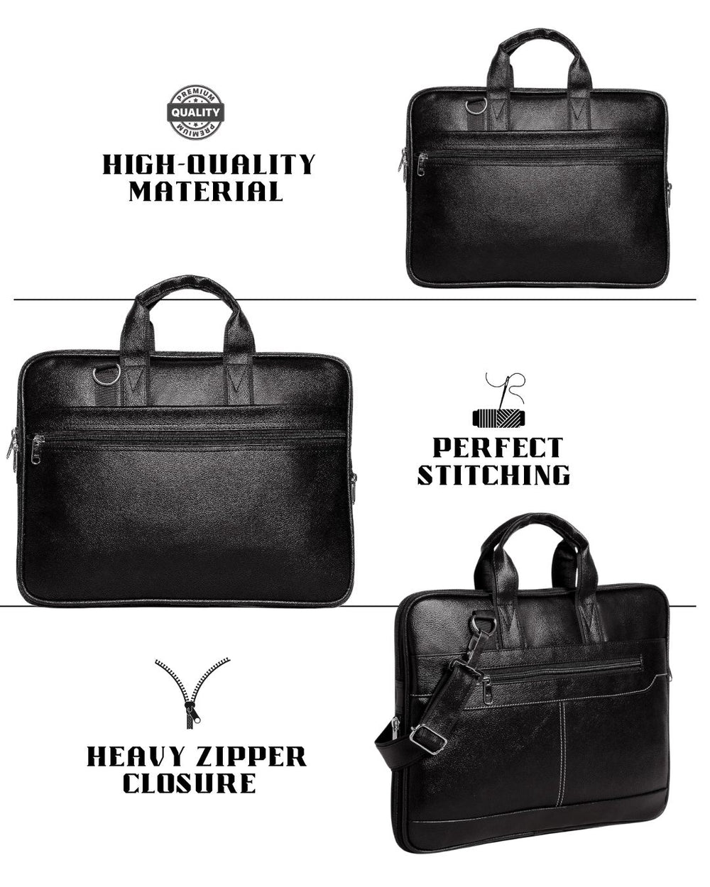 Heganwalk Premium Black Laptop Office Bag – Sleek, Durable & Functional