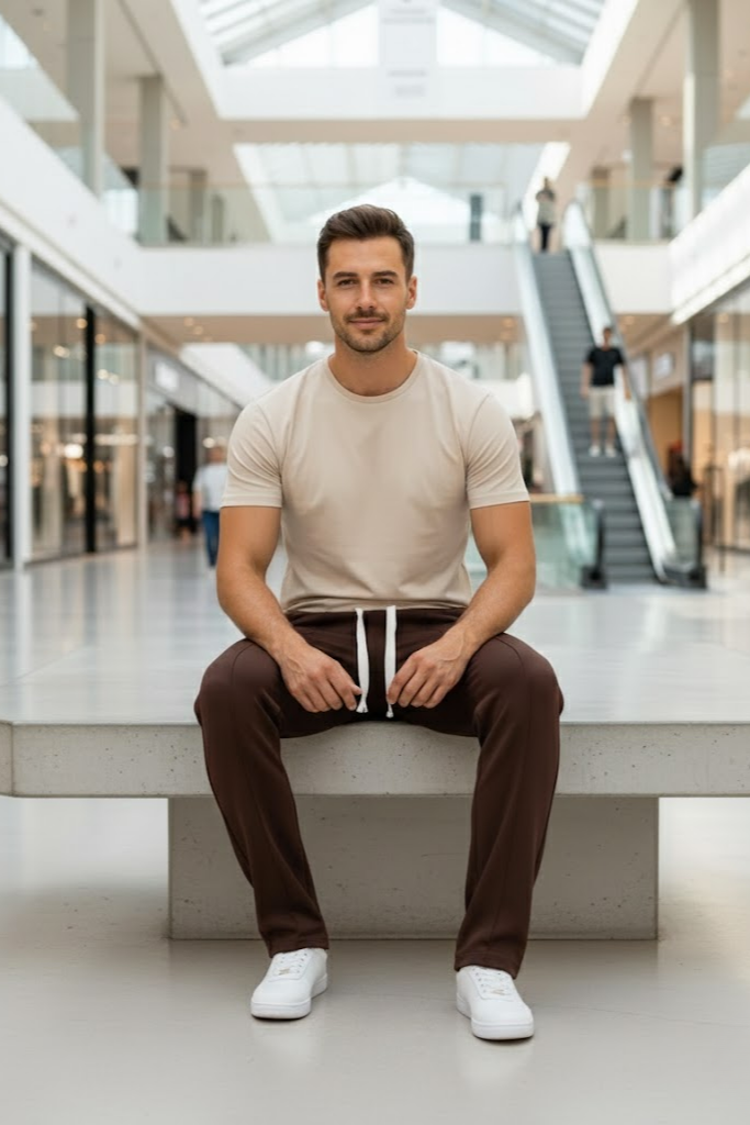 Korean fit Pleated Pant with Drawstring: Brown