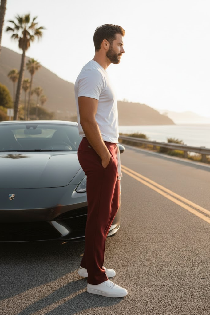 Korean fit Pleated Pant with Drawstring: Mehroon