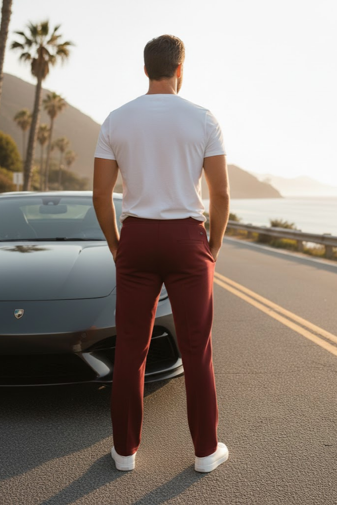 Korean fit Pleated Pant with Drawstring: Mehroon