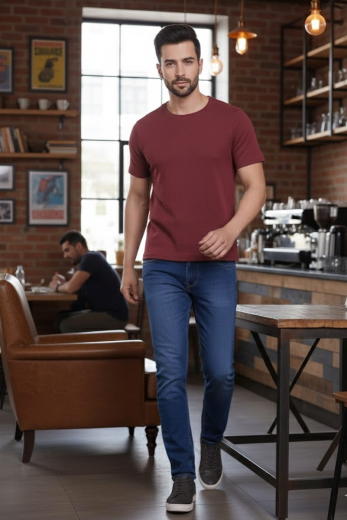 Waffle Mehroon T-shirt