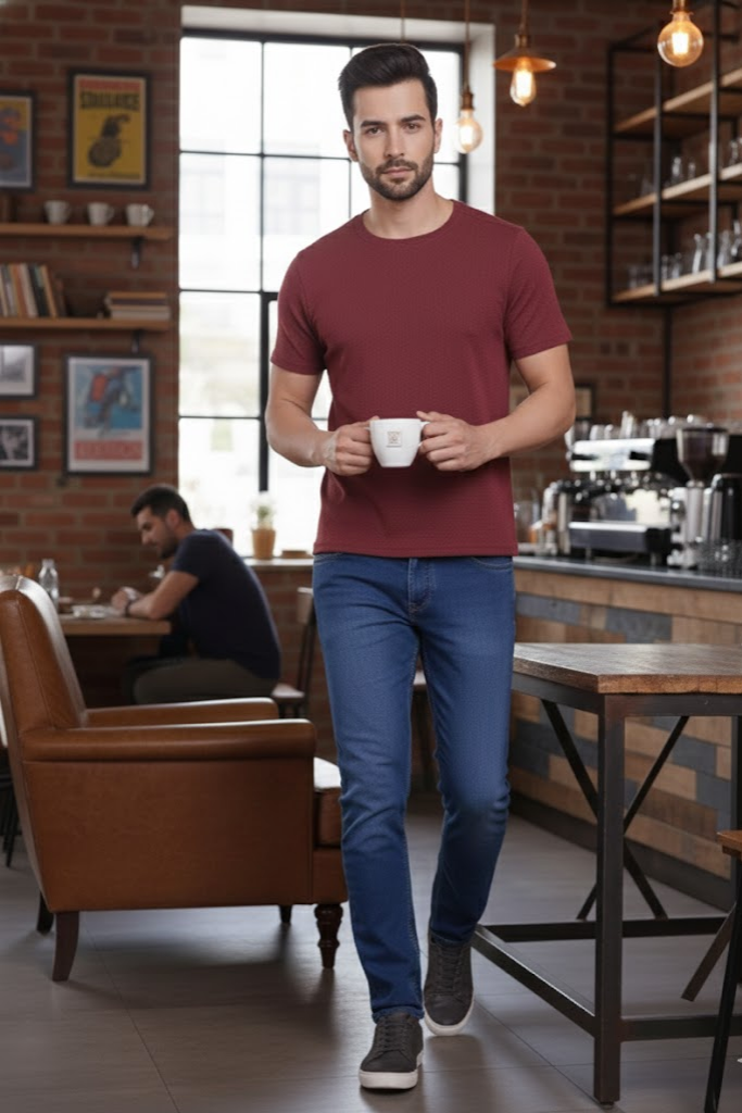 Waffle Mehroon T-shirt