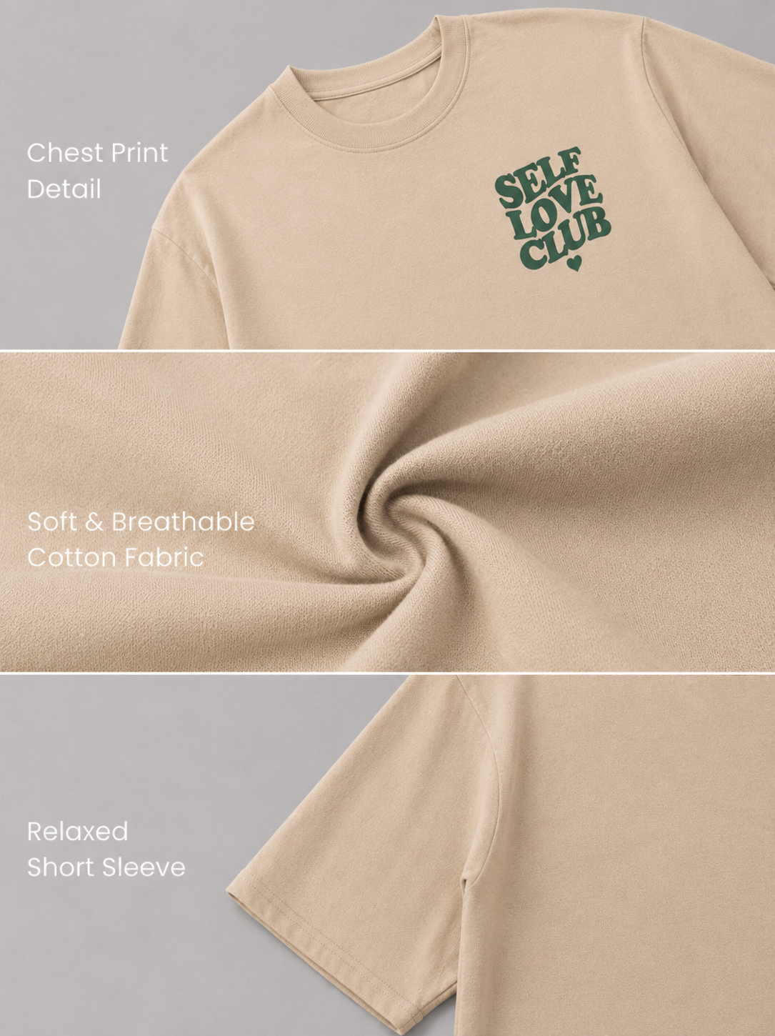 Self Love Beige Oversized T-shirts