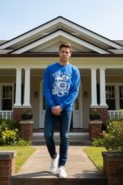 Oversized Crew Neck Sweatshirt: Blue Humanity