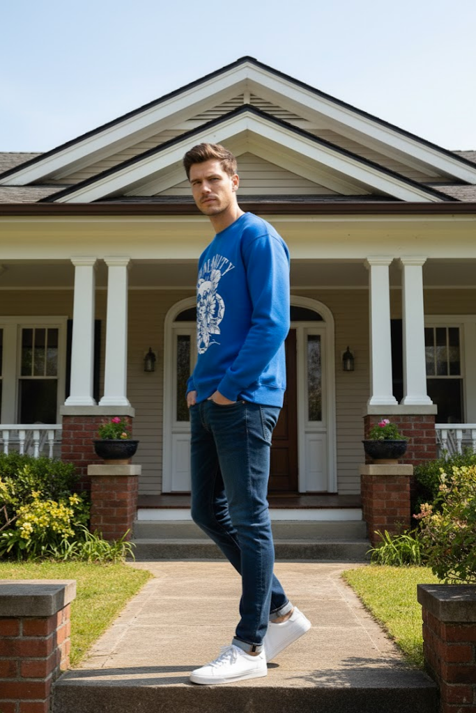 Oversized Crew Neck Sweatshirt: Blue Humanity