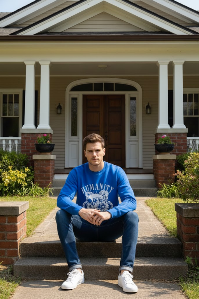 Oversized Crew Neck Sweatshirt: Blue Humanity