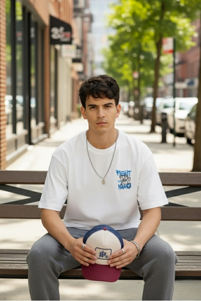 Fight Hard Panda Tshirt : White