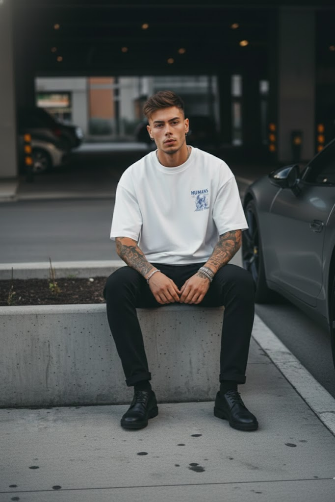 Human White Oversized T-shirt