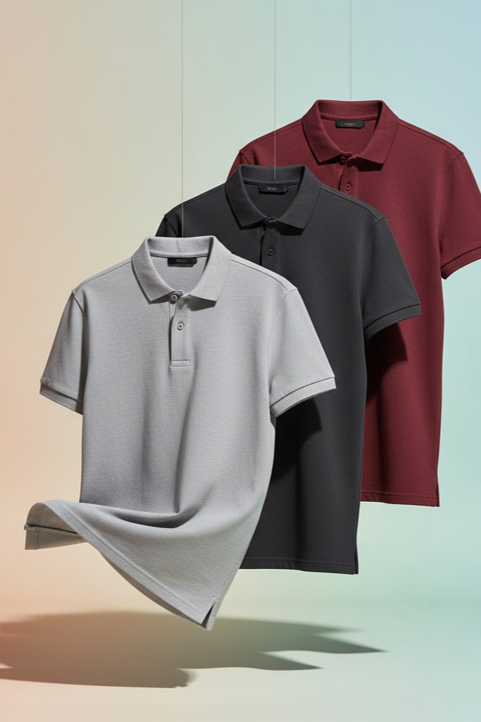 Heganwalk Men’s Polo T-Shirt – Pack of 3 (Maroon, Black, Grey)