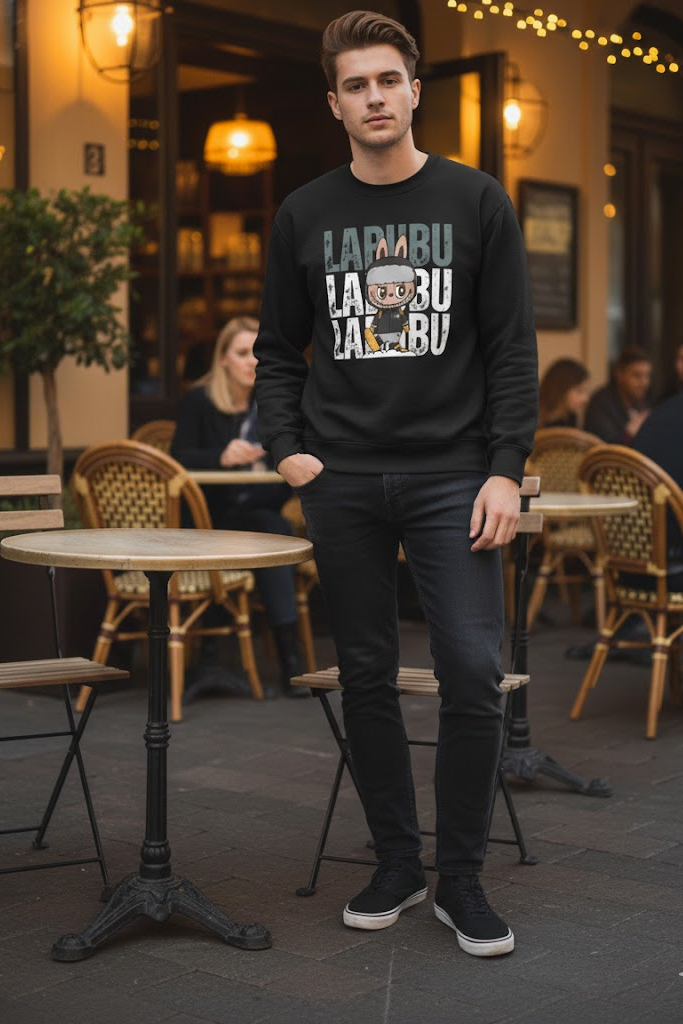 Oversized Crew Neck Sweatshirt: Labubu