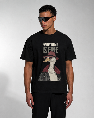 Everything is Fine Black Oversized T-shirt