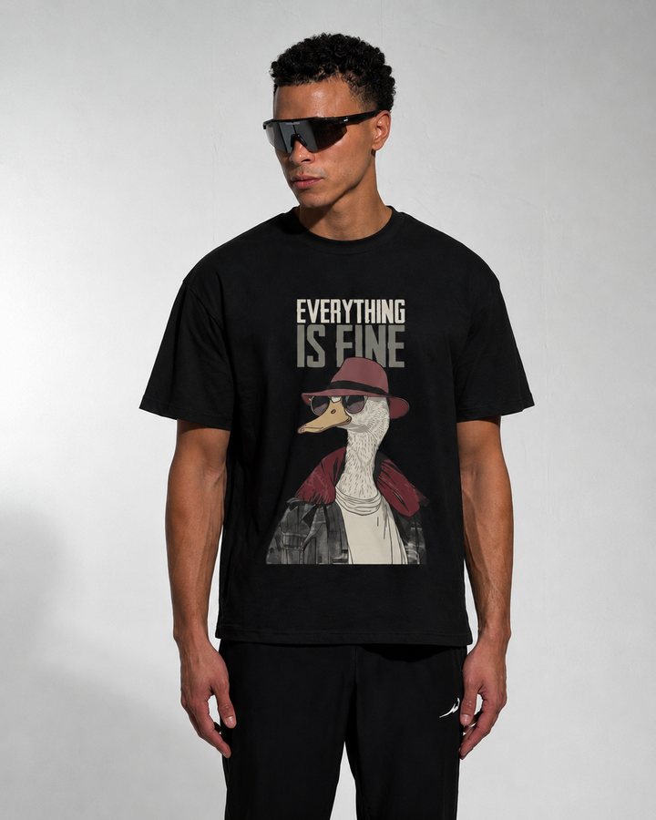 Everything is Fine Black Oversized T-shirt