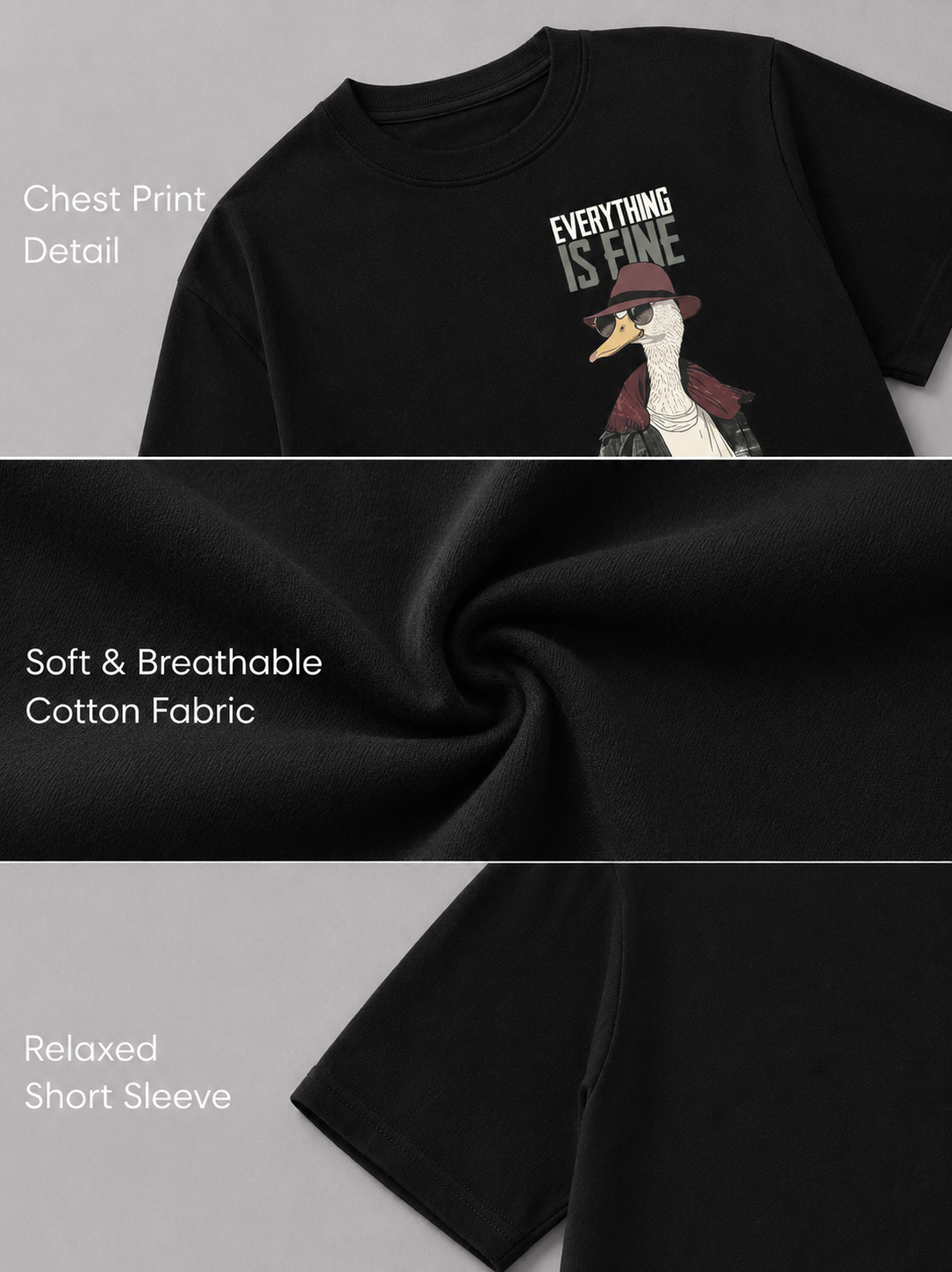 Everything is Fine Black Oversized T-shirt