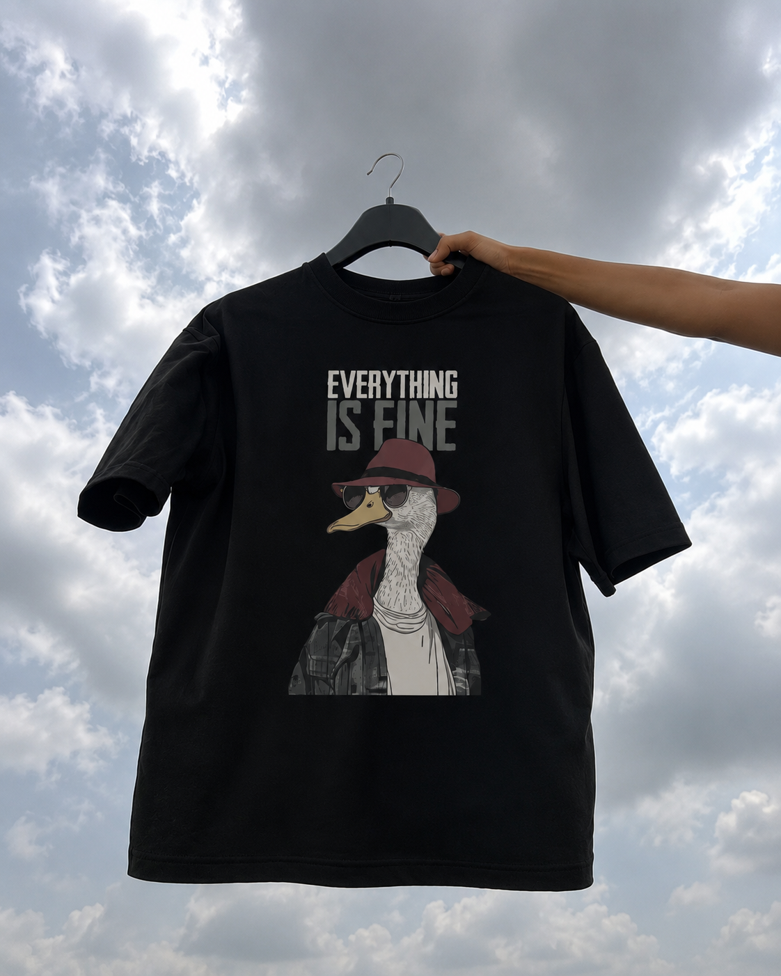 Everything is Fine Black Oversized T-shirt