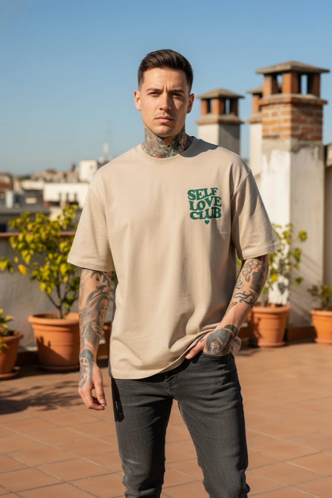 Self Love Beige Oversized T-shirts
