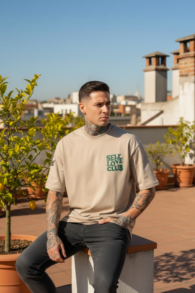 Self Love Beige Oversized T-shirts