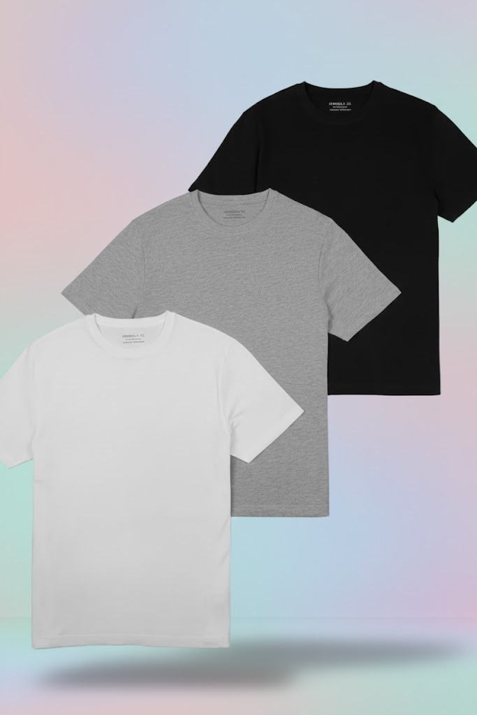 Grey, White and Black Pack Of 3 T-Shirt