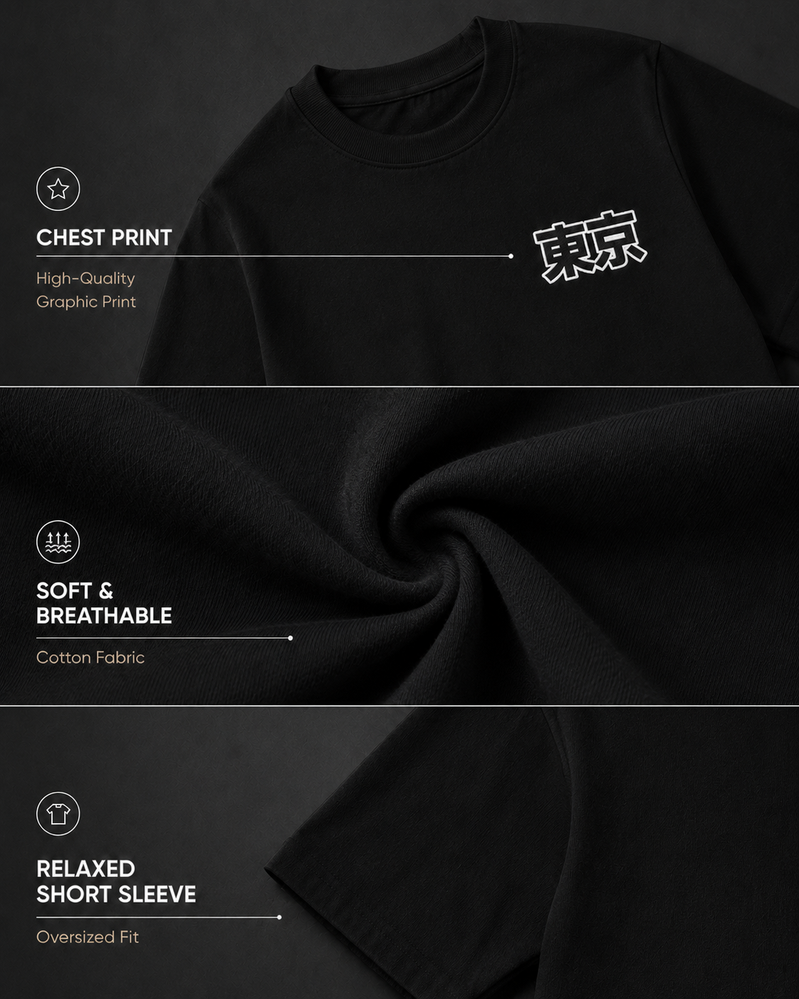 Tokyo Black Oversized T-shirt