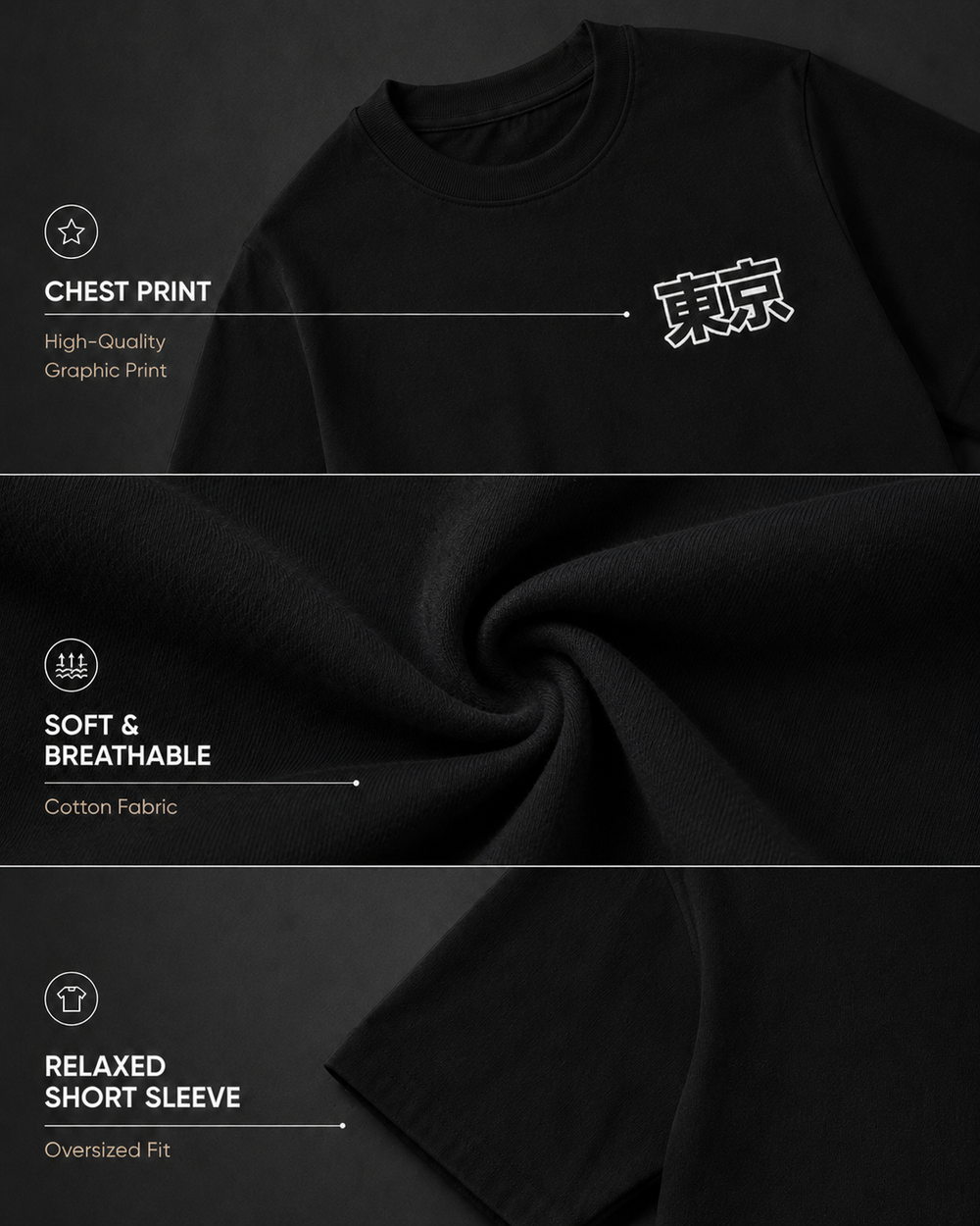 Tokyo Black Oversized T-shirt