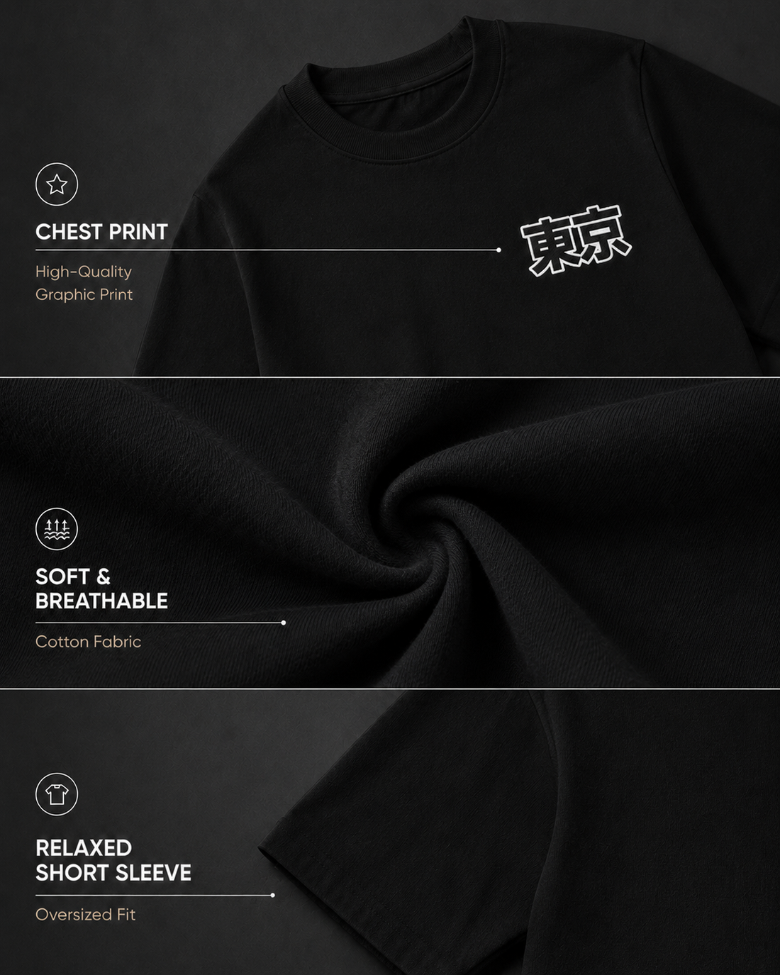 Tokyo Black Oversized T-shirt