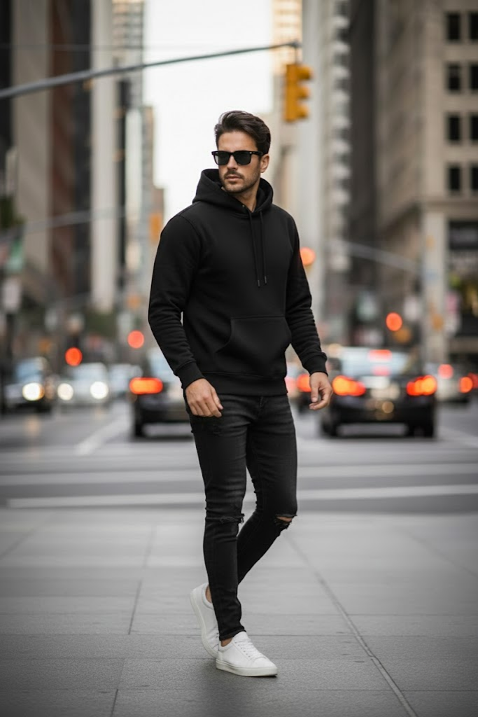 Black Solid Hoodie