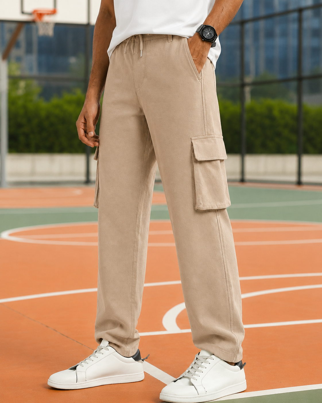 Relaxed Fit Cargo: Beige