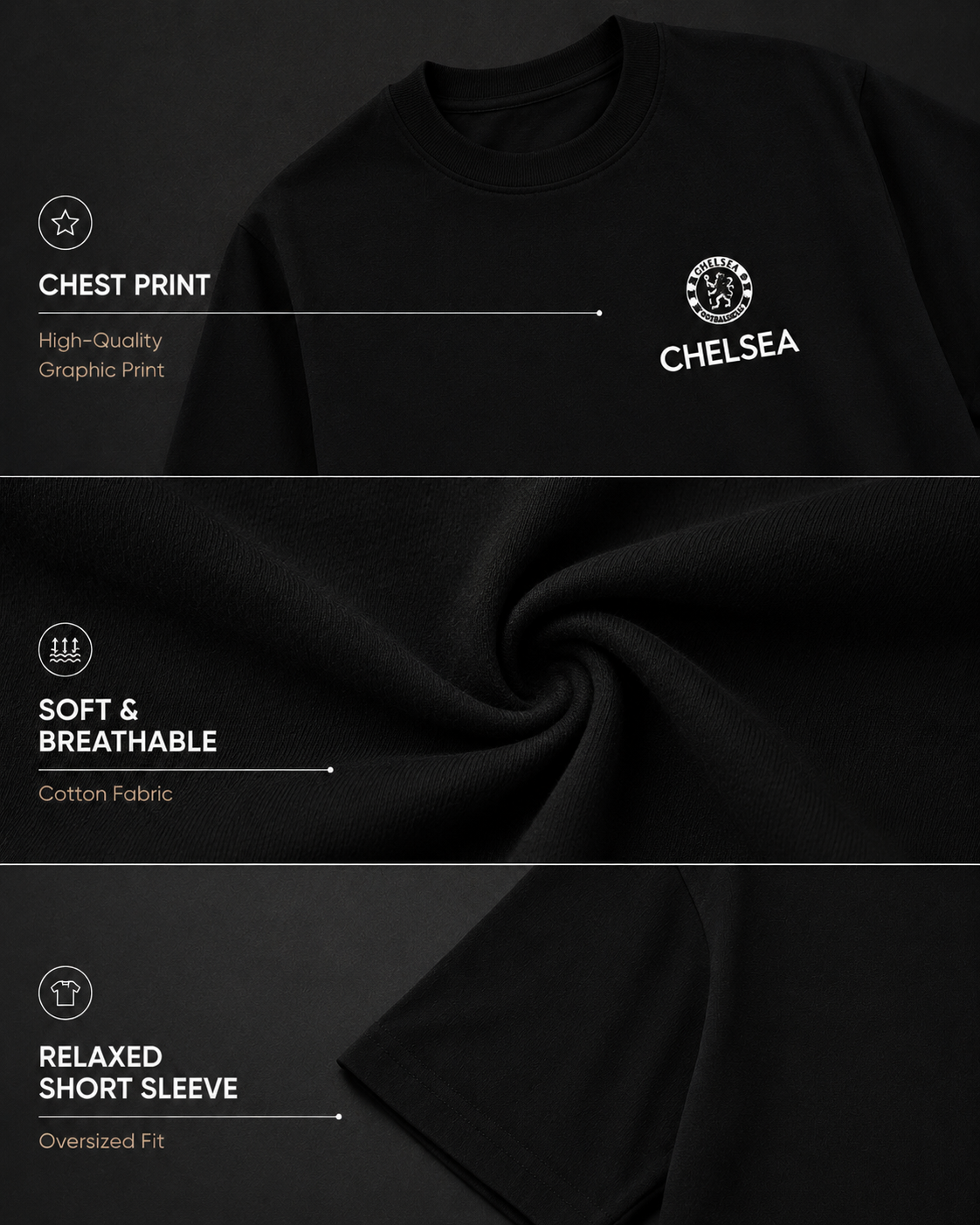 CHELSEA BLACK OVERSIZED T-SHIRT
