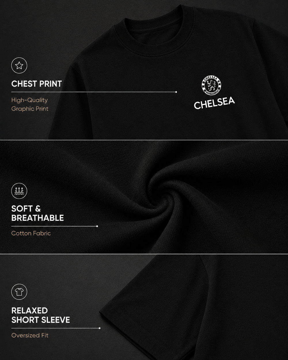 CHELSEA BLACK OVERSIZED T-SHIRT