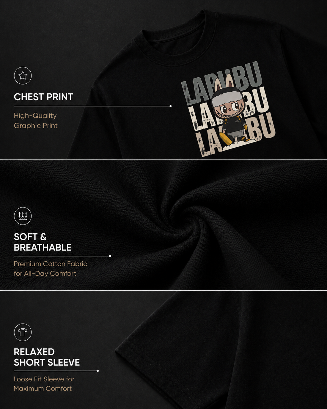 Labubu: Black Oversized T-shirt