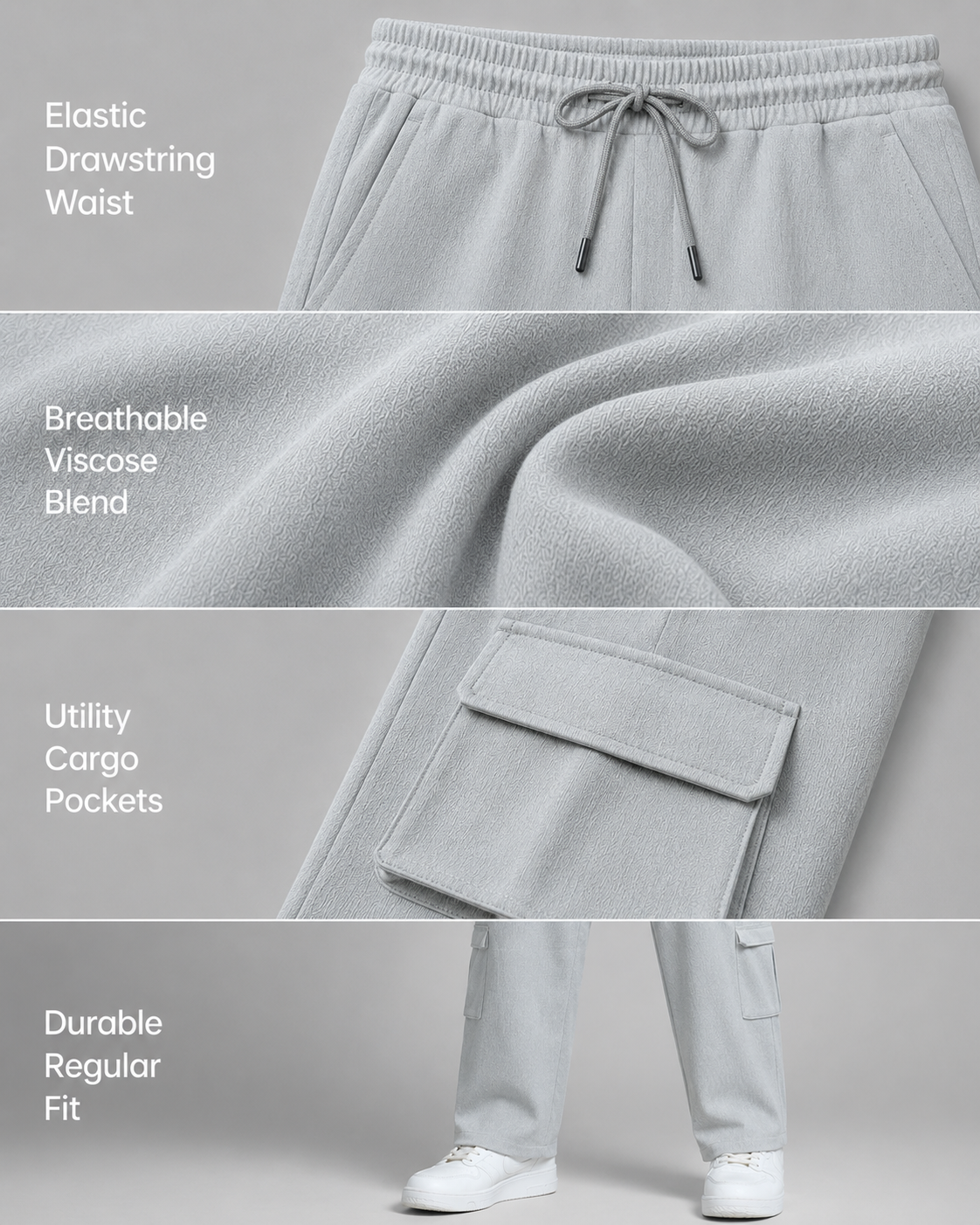 Relaxed Fit Cargo: Grey