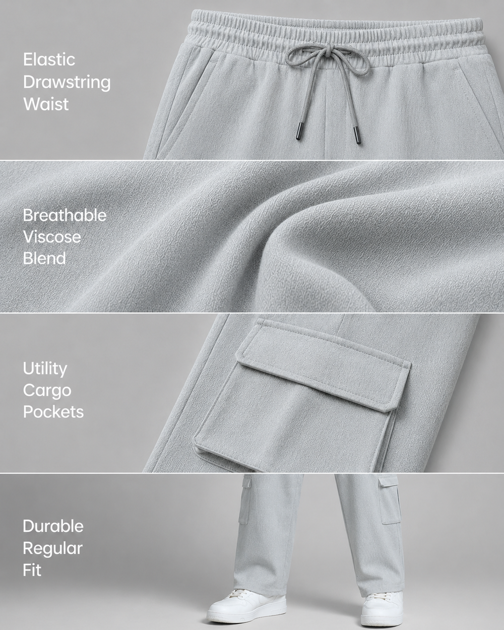 Relaxed Fit Cargo: Grey