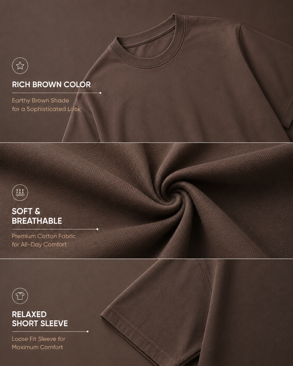 Solid Brown Oversized T-shirt