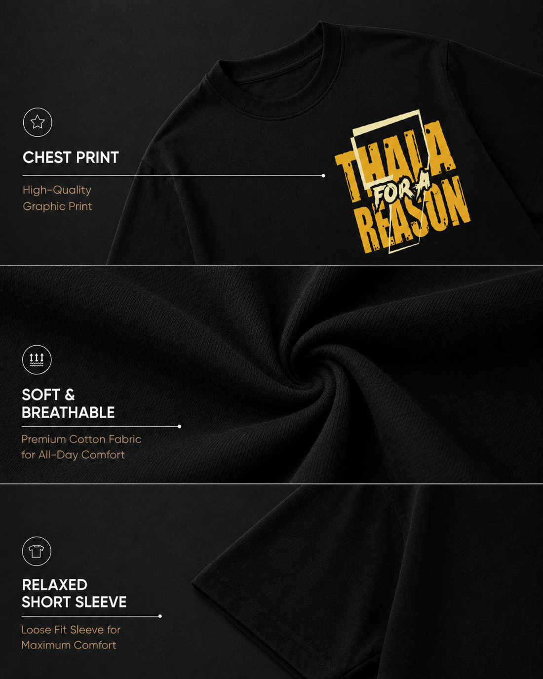 THALA BLACK OVERSIZED T-SHIRT
