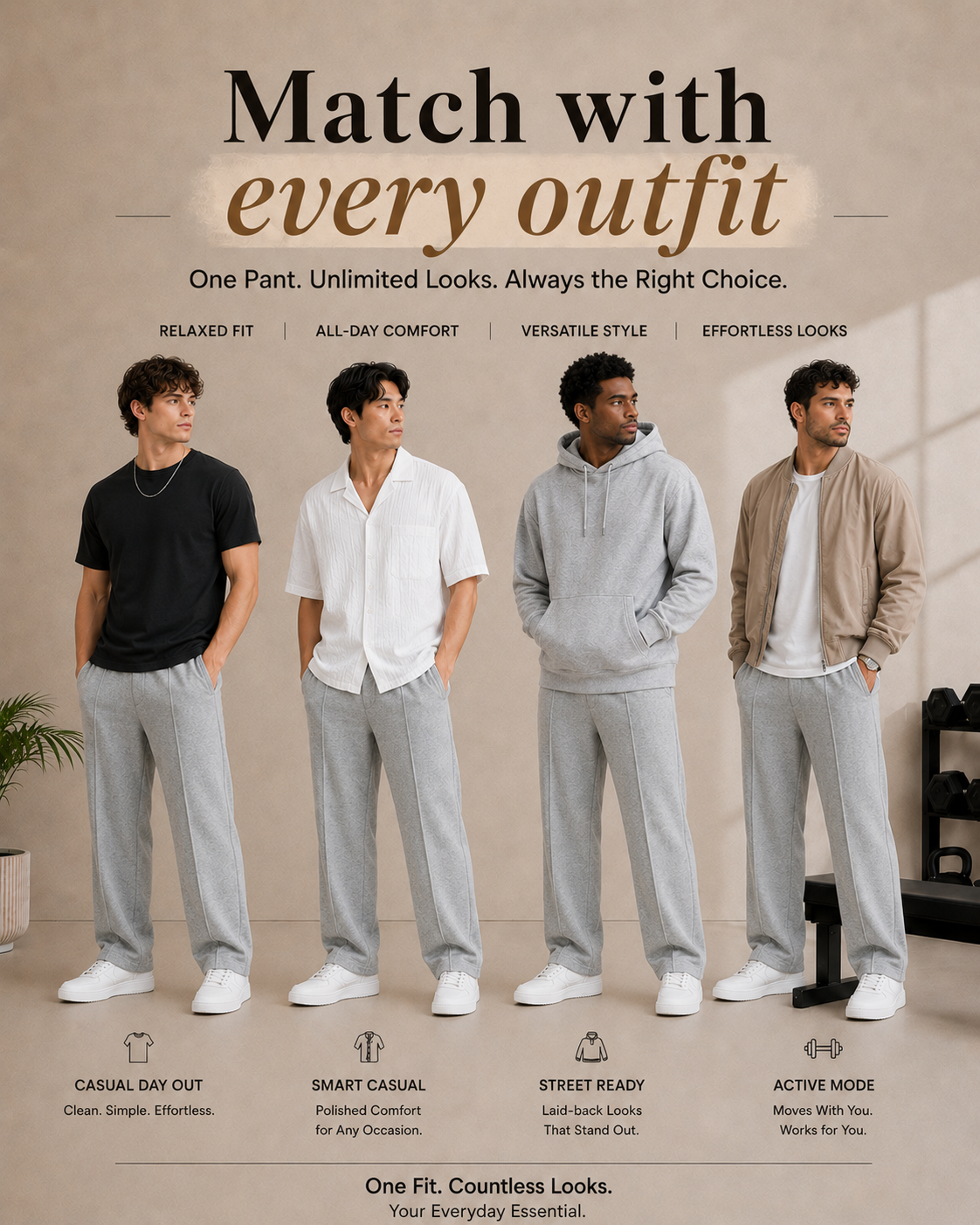 Relaxed Fit pant- With Drawstring Grey
