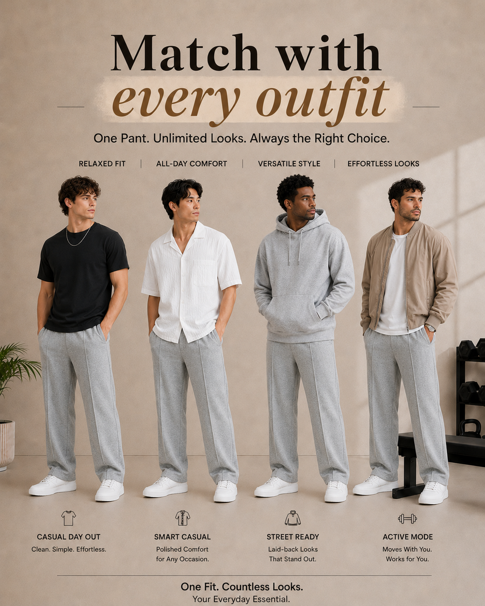 Relaxed Fit pant- With Drawstring Grey