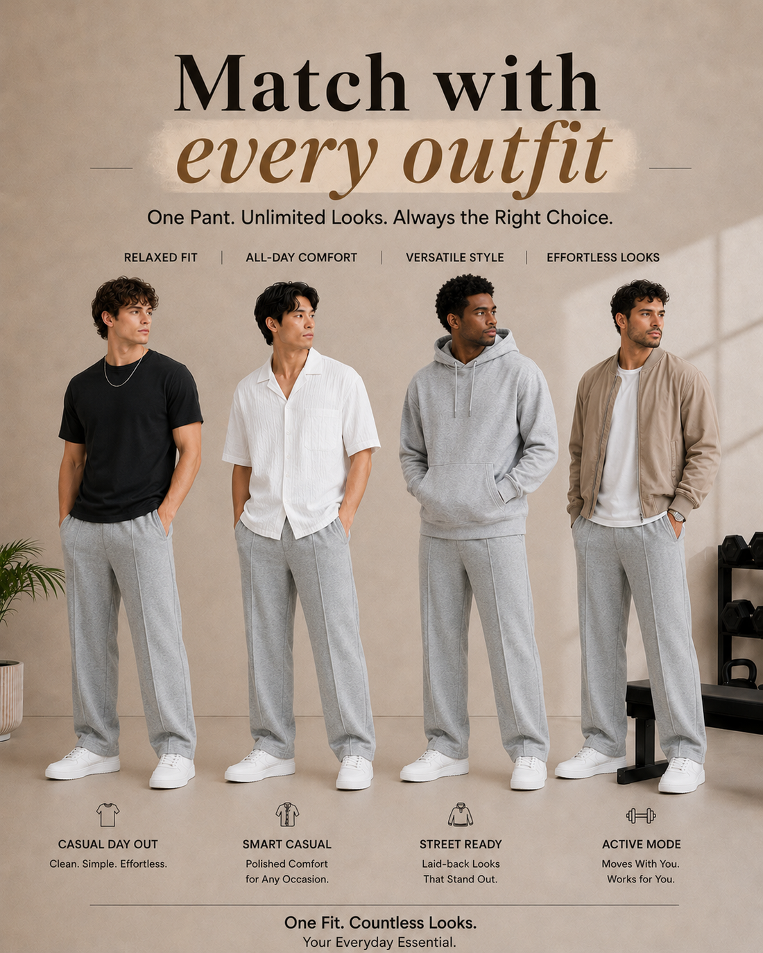 Relaxed Fit pant- With Drawstring Grey