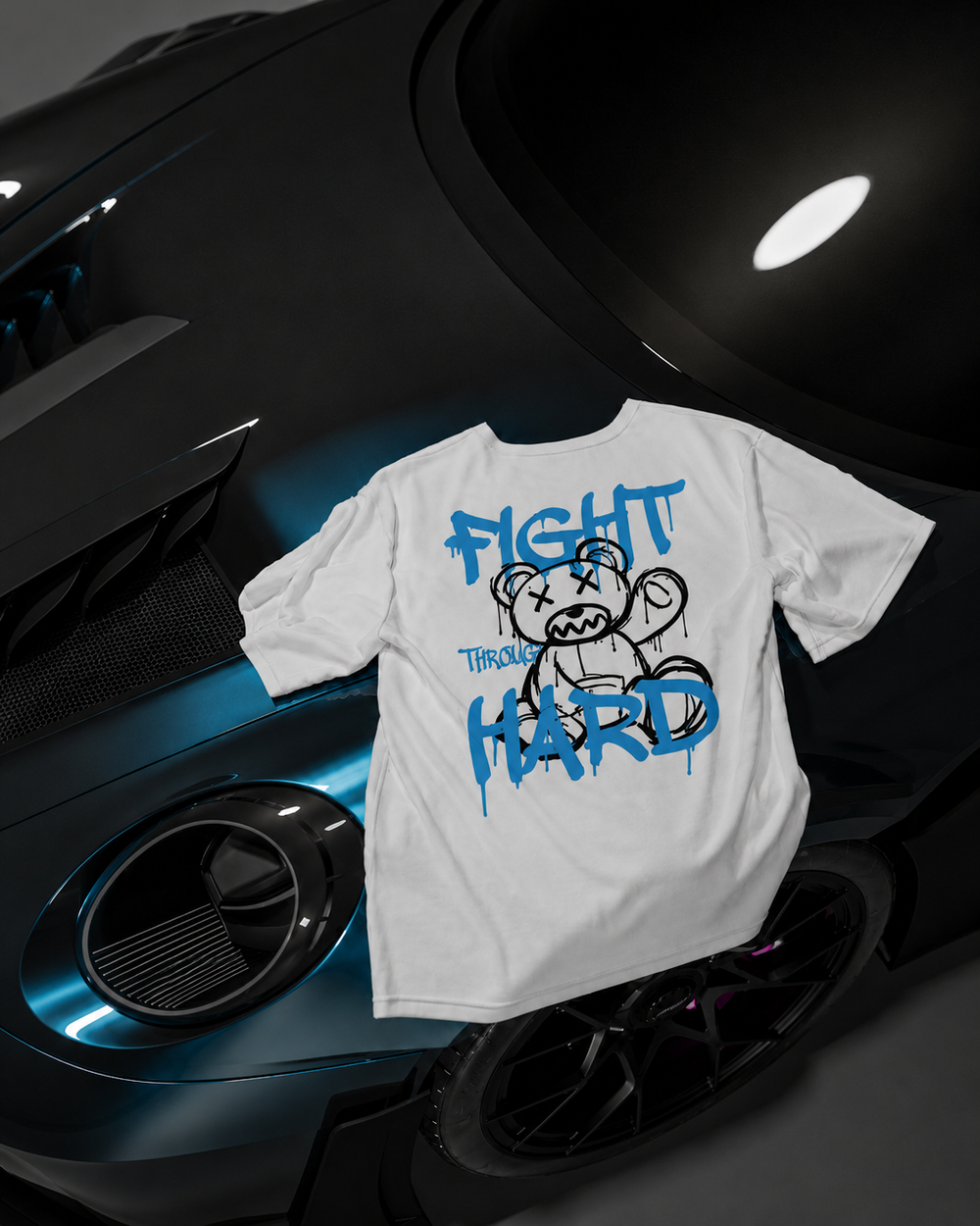 Fight Hard Panda Tshirt : White