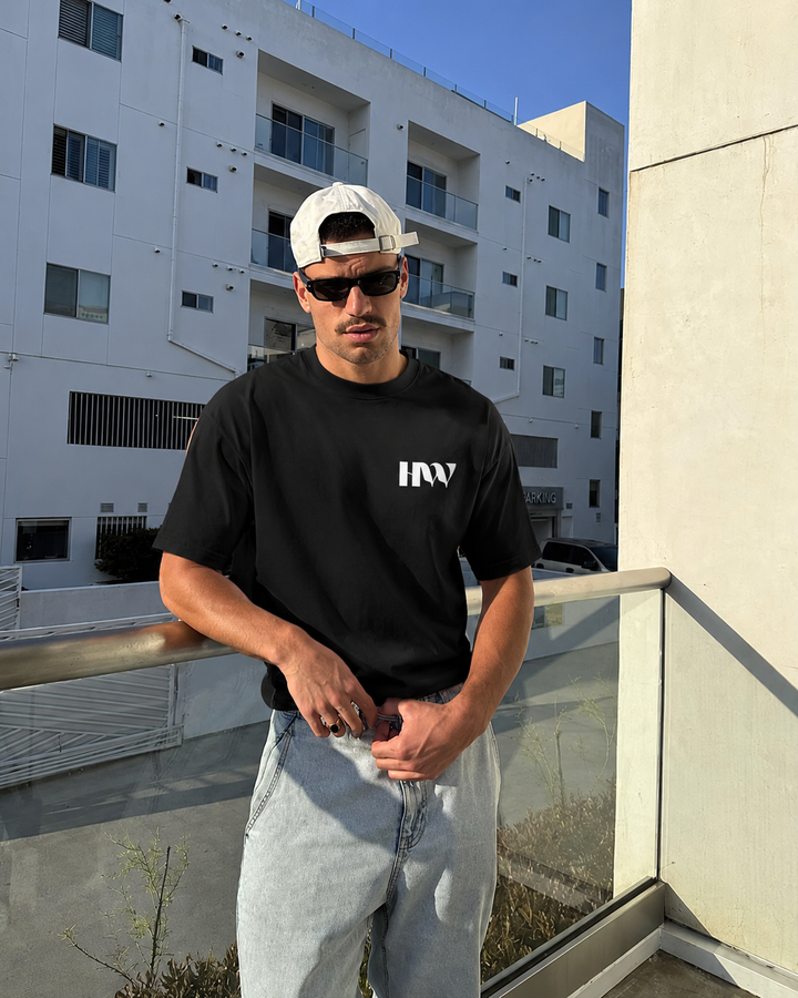 Space Ways Black Oversized T-shirt